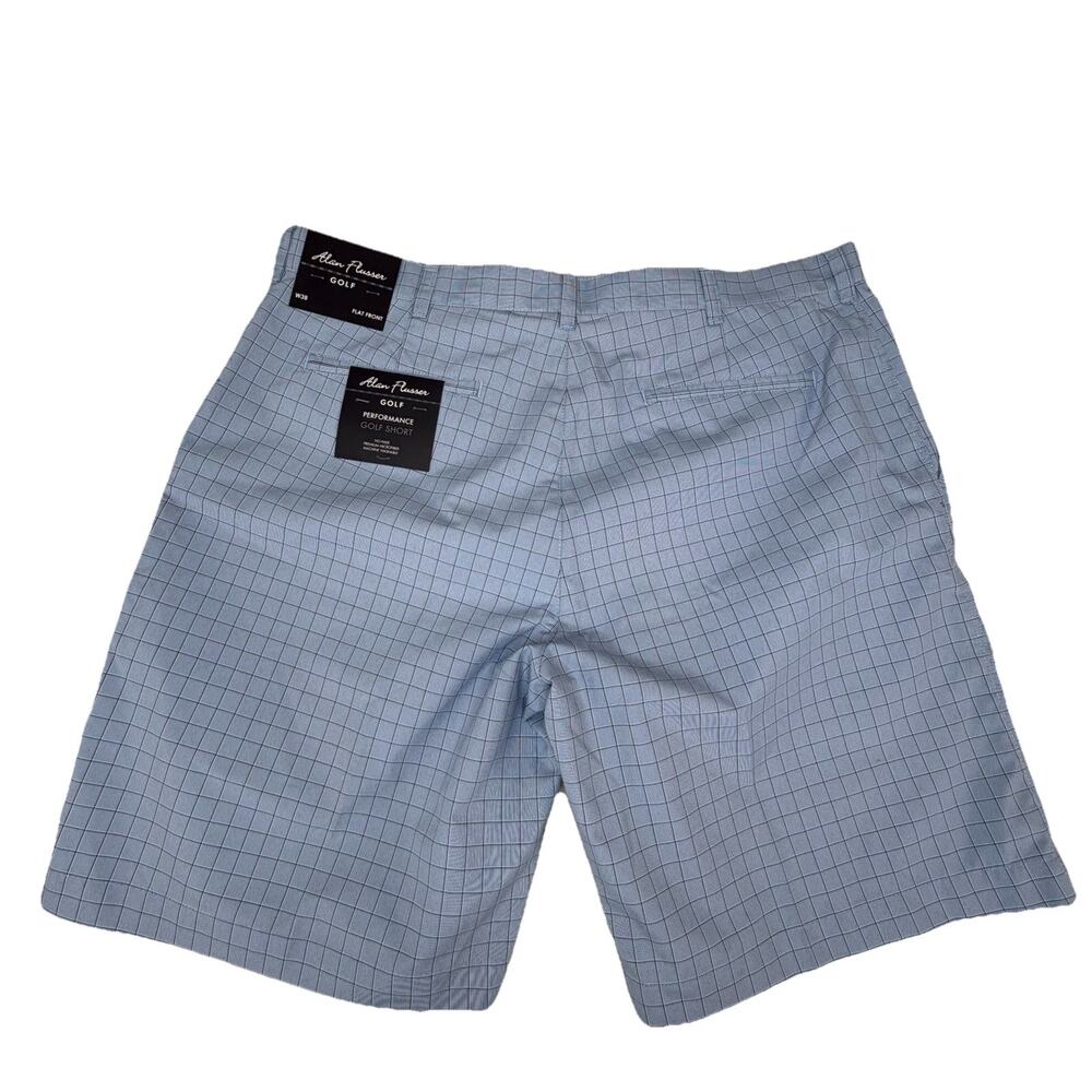 Alan Flusser Performance Golf Shorts New Men's Sz 38‎ Blue Windowpane NWT